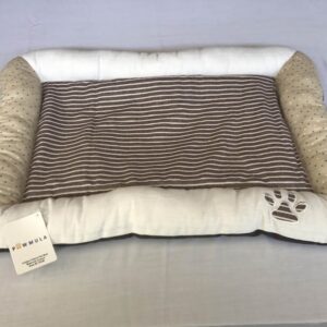 Cotton Fabric  Pet Bed - Coffee & White Combined Large
