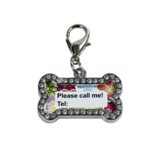 Dog Charm (ID Tag) - White, on a Silver Frame