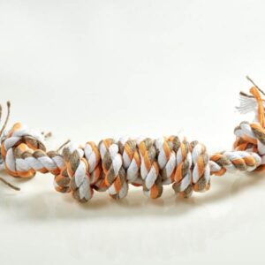 Jute-Cotton Rope Toy - Orange & White Combined